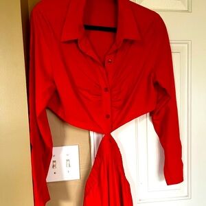 Chic Red Button Down Dress for Women